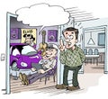 Cartoon illustratpion of a student who received a small car in the student gift