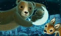 Cartoon image with animals family bears sleeping by night illustration Royalty Free Stock Photo