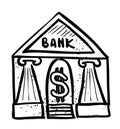 Cartoon image of Bank Icon. Government symbol