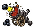 Cartoon image of big cannon firing