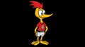 Colorful Cartoon Bird With Cobra Style Shirt And Red Hair Royalty Free Stock Photo