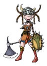 Cartoon image of female viking