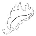 Cartoon image of flaming hot chilli pepper