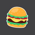 Cartoon image of a hamburger. Colored burger sticker.