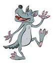 Cartoon image of happy wolf dancing Royalty Free Stock Photo