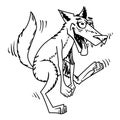 Cartoon image of happy wolf dancing Royalty Free Stock Photo