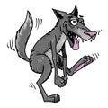 Cartoon image of happy wolf dancing