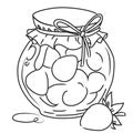 Cartoon image of jar of strawberry jam Royalty Free Stock Photo