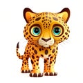 A cartoon image of a leopard with blue eyes. on a white background isolate cartoon style Royalty Free Stock Photo