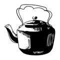 Cartoon image of old black kettle