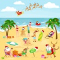 Cartoon image of people in festive mood on beach Royalty Free Stock Photo