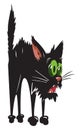 Cartoon image of scared black cat Royalty Free Stock Photo