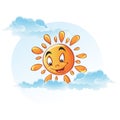 Cartoon image of sun in the clouds