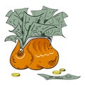 Cartoon image of wallet full of money