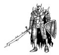 Cartoon image of warrior with sword Royalty Free Stock Photo