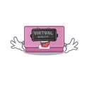 A cartoon image of womens wallet using modern Virtual Reality headset