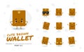 Cartoon images of Brown Wallet. First set. Vector Illustration