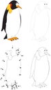 Cartoon Imperial Penguin. Dot to dot game for kids Royalty Free Stock Photo