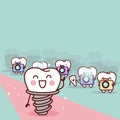 Cartoon implant tooth with paparazzi