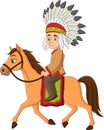 Cartoon indian american riding on a horse Royalty Free Stock Photo