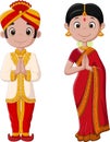 Cartoon Indian couple wearing traditional costume Royalty Free Stock Photo