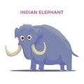 Cartoon Indian Elephant isolated on white background. Vector Royalty Free Stock Photo