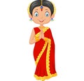 Cartoon Indian girl wearing traditional dress