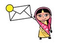 Cartoon Indian Woman holding Envelope Royalty Free Stock Photo