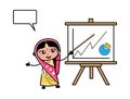 Cartoon Indian Woman with Presentation Baord