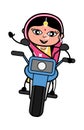 Cartoon Indian Woman Riding Motorbike