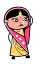 Cartoon Indian Woman thinking in Confusion