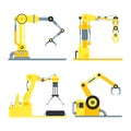 Cartoon Industrial Technology Robotic Arm Set. Vector