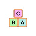 Cartoon infants blocks alphabet toy colored icon. Signs and symbols can be used for web, logo, mobile app, UI, UX