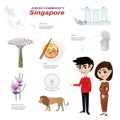 Cartoon infographic of singapore asean community.