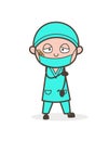 Cartoon Injured Surgeon Doctor Got Hurt Vector Illustration