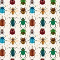 Cartoon insect bug seamless pattern