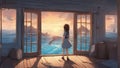 Cartoon inspired anime, that day when the girl opened the door she saw a magical water world