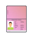 Cartoon International Male Passport for Tourism and Travel. Vector