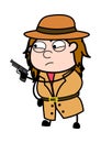 Cartoon Investigator Pointing Gun