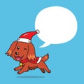 Cartoon irish setter dog with christmas costume and speech bubble