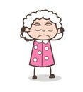 Cartoon Irritated Old Lady Face Expression Vector Illustration