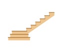 Cartoon isolated wooden and stone stairs, wood staircase and stairway. Modern stair flights without railings, decorative wooden