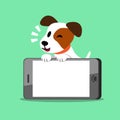 Cartoon jack russell terrier dog and smartphone
