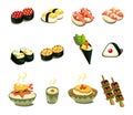 Cartoon Japanese food icon set