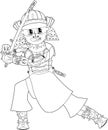 Cartoon Japanese Samurai Warrior Royalty Free Stock Photo