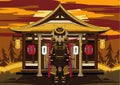 Cartoon Japanese Samurai Warrior Royalty Free Stock Photo