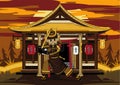 Cartoon Japanese Samurai Warrior Royalty Free Stock Photo