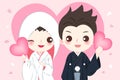 Cartoon Japanese Wedding Couple