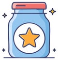 Cartoon jar with star icon and sparkles, illustration Royalty Free Stock Photo