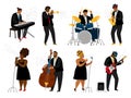 Cartoon jazz band musicians